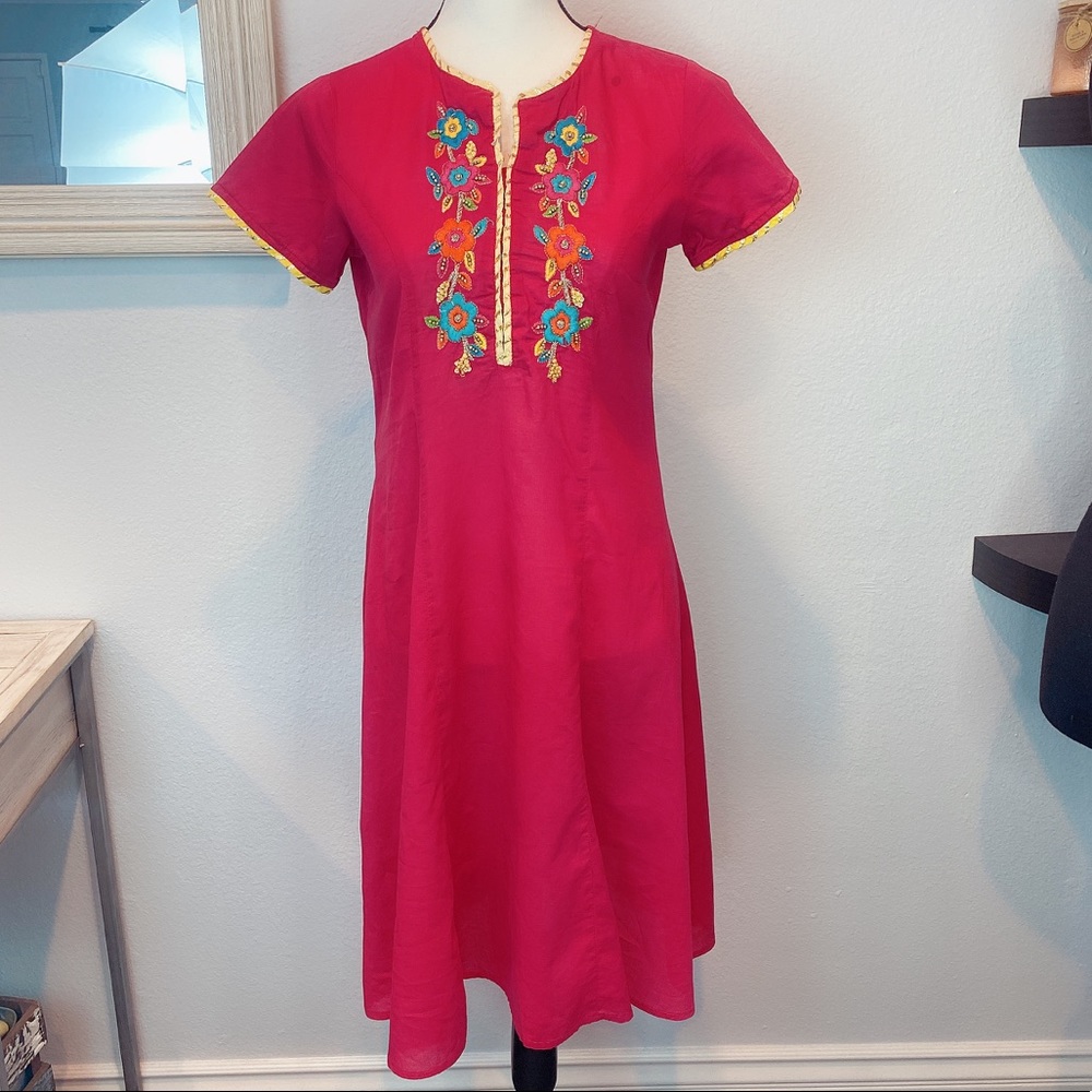 Biba red dress with floral detail